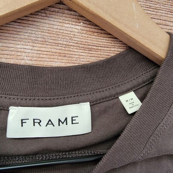 FRAME Logo Tee T Shirt Mens Size M Brown Casual Short Sleeve lmts0393 - Picture 8 of 10